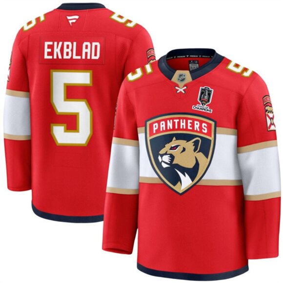 Mens Aaron Ekblad 2025 Stanley Cup CH Jersey Red Stitched